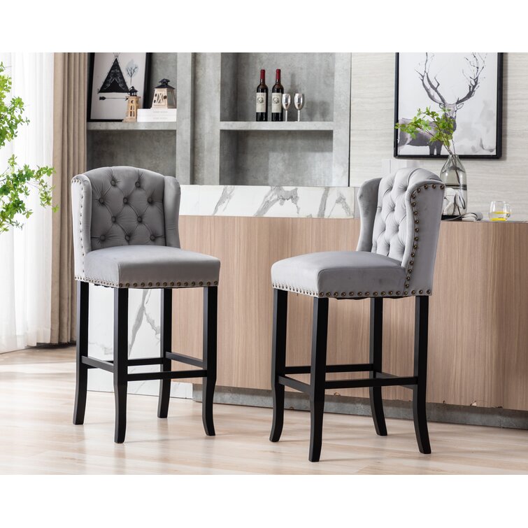 Counter Height Bar Stools Set of 2 for Kitchen Counter Solid Wood